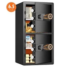 6.5 Cub Heavy Duty Home Safe Box with Hidden Knob & Dual Alarm System