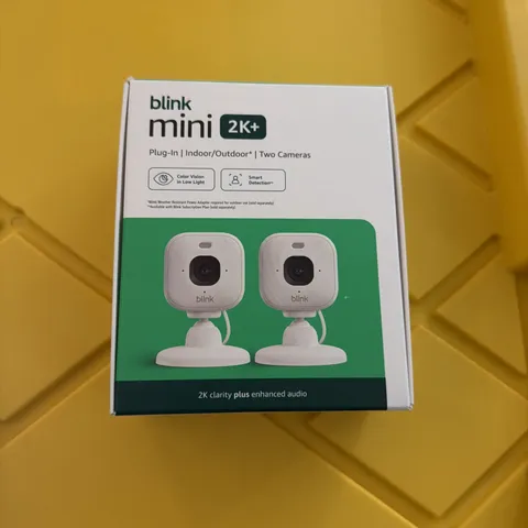 Blink Mini 2K+ Newest Model 2-Camera Kit White Plug-In Indoor Security Camera