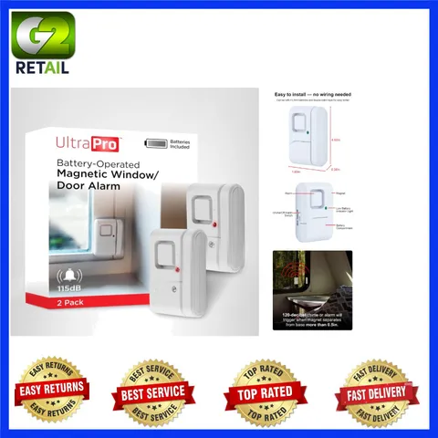 Dual Pack 120DB Door and Window Alarms - Reliable Battery-Powered Protection