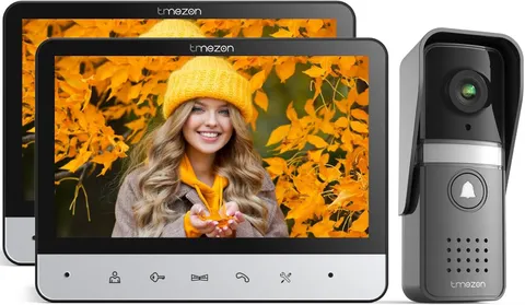 Video Doorbell Intercom Tmezon 7 Inch 1 Camera 2 Monitors