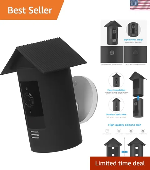 Low-Profile Black Silicone Case for Ring Stick Up Camera - Indoor & Outdoor Use