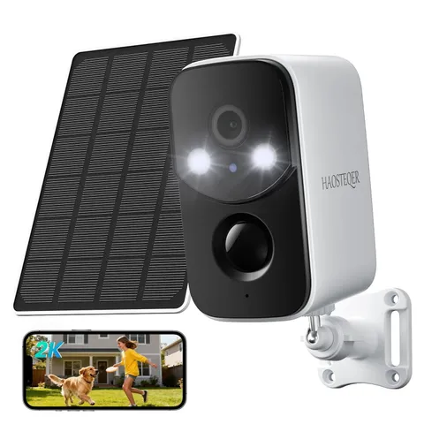2.4G WiFi Solar Security Cameras Wireless Outdoor, 2K Color Night Vision