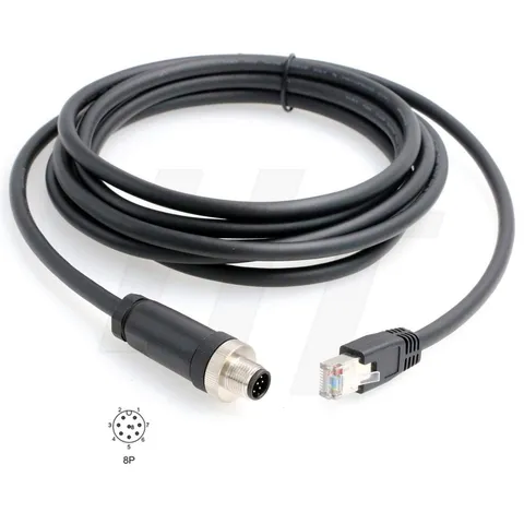 M12 8Pole ACode To RJ45 Cat5e Ethernet Cable Cognex Camera 3 Meter