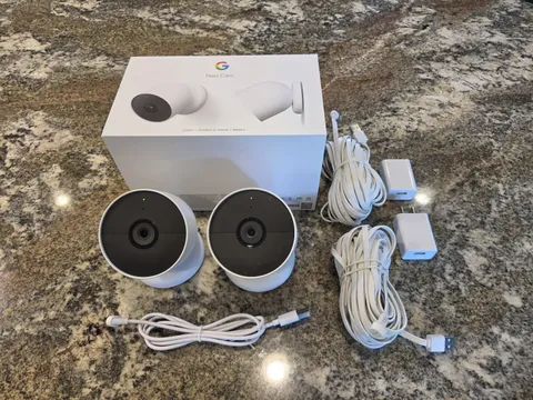 Google Nest Cam Outdoor Security Camera - 2 Pack - w/ Extended Power Cables