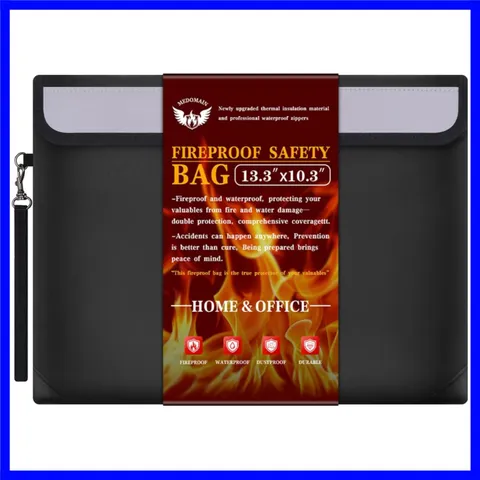 Large Fireproof Document Organizer Bag, 13.3” x 10.3” - Perfect for Travel