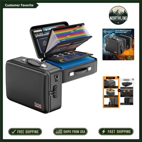 Fireproof Document Box with Lock - Water-Resistant Organizer for Secure Storage