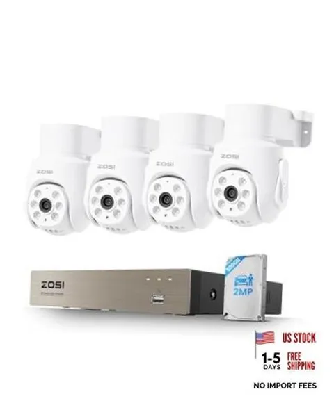 5MP Wired Security Camera System,4pcs 1080p Pan/Tilt 360°View Indoor Outdoor