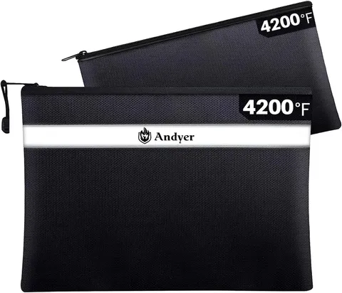 Fireproof Document Bag with Money Bag - 2 Pack 13.4" x 10" and 11" x 6" Water...