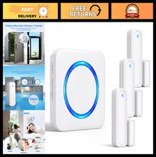 Wireless Door Chime & Sensor Alarm for Door Open Alerts - Home Security System