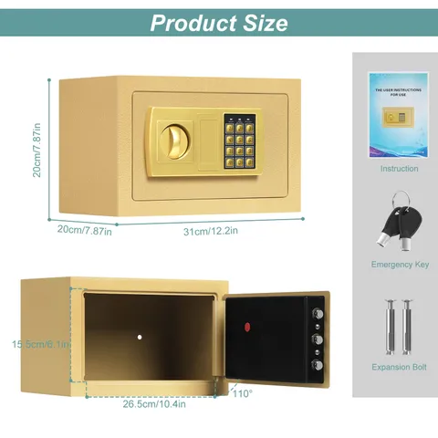 Small Electronic Digital Security Safe Box, Key Password Lock Steel Storage Box