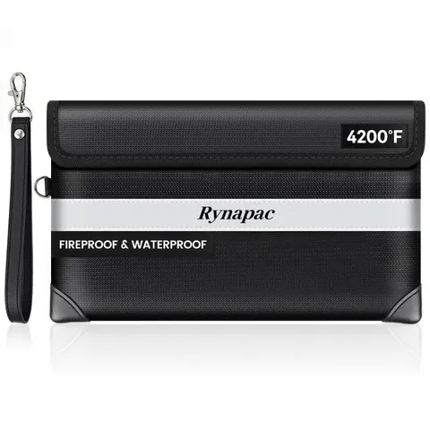 Small Fireproof Money Bag Zipper 4200F 11 Pockets Travel Fits 11x6.2 Inch