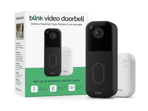 Blink Video Doorbel with Sync Module Core, Battery, Head-to-Toe HD View - Black