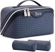 Travel Makeup Bags for Women: Large Capacity Make up Bag with Wide Opening - 3 P