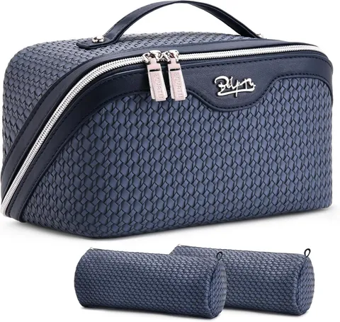 Travel Makeup Bags for Women: Large Capacity Make up Bag with Wide Opening - 3 P