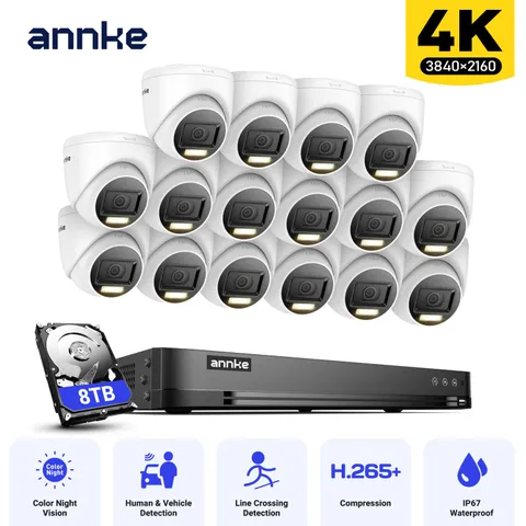 ANNKE 4K Video Security Camera System 8MP 16CH DVR AI Color Night Vision Outdoor