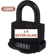 Bulk Lot of 6 x Keyed Alike ABUS Outdoor Weatherproof Padlocks  -FREE POSTAGE