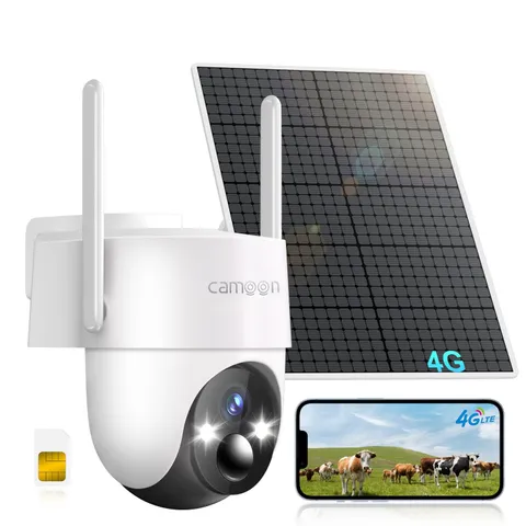 4G LTE Cellular Solar Security Camera Wireless Outdoor, No WiFi Security Came...