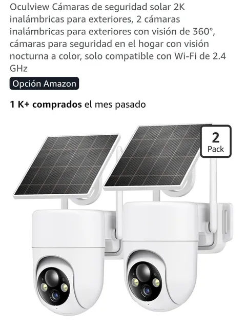 Oculview Solar 2K Wireless Wi‑Fi Outdoor Pan-Tilt Night Vision Cameras 2-Pack