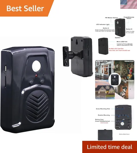 PIR Motion Sensor Activated Sound Player Speaker with USB Cable, Download You...