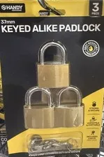 PADLOCKS 3-PACK 37mm KEYED ALIKE PADLOCK BY HANDY HARDWARE BRAND NEW AUS