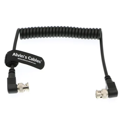 Right Angle BNC To BNC Coiled 3G SDI Video Camera Cable For Blackmagic