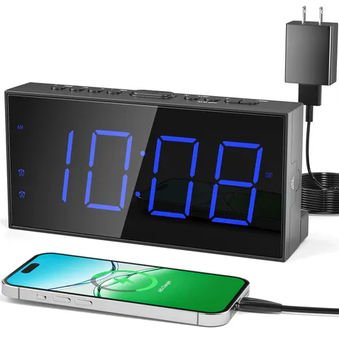 Simple Digital Alarm Clock for Bedroom - Easy to Use with Large 7.5" Display,...