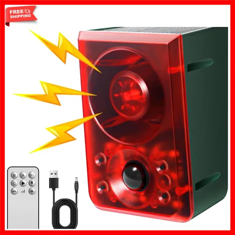 Solar Outdoor Motion Sensor Alarm Deterrent Noise Light Raccoon Deer Bear