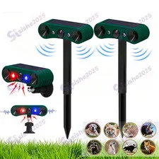 Solar Motion Sensor Alarm 2*130db Sound And Ultrasonic Animal Repeller For Farm