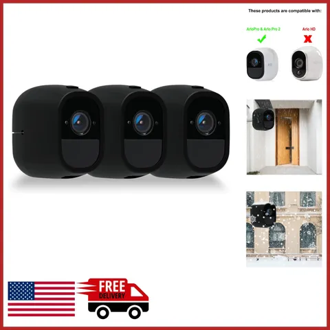 Black Silicone Skins for Arlo Pro/Pro 2 Cameras - 3 Count Waterproof Case