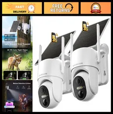 4G LTE Solar Security Camera Wireless Outdoor, 2K Color Night Vision, No WiFi, F