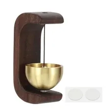 PATIKIL Shopkeepers Bell, Wood Door Chime Hanging Magnetic Bell Brown