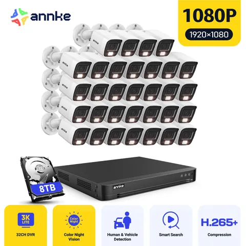 ANNKE 3K Lite 32CH DVR 1080P Video Security Camera System Outdoor AI Color Night