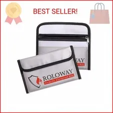 ROLOWAY Small Fireproof Bag (5 x 8 inches), Non-itchy Fireproof Money Bag for Ca
