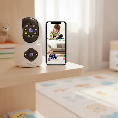 2K Indoor Camera with Color Night Vision & Dual Lens - Perfect for Home Security