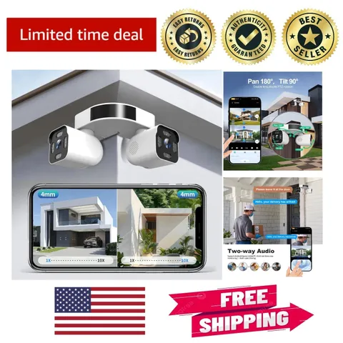 24/7 Recording Outdoor Camera with Dual Lens, Night Vision & Cloud Storage