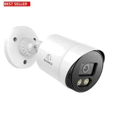 Weatherproof 1080P Bullet Security Camera - 100ft Night Vision, Warm Lights
