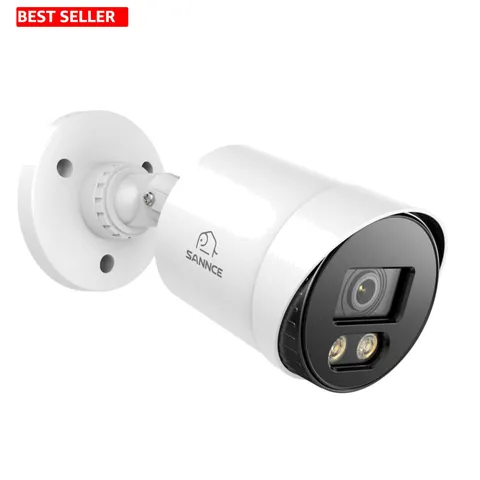 Weatherproof 1080P Bullet Security Camera - 100ft Night Vision, Warm Lights