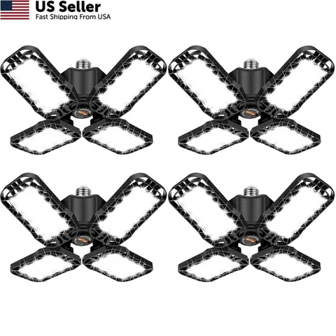 Tudoccy LED Garage Light 4 Pack, 120W Ultra Bright 4 Pack 120W, Black