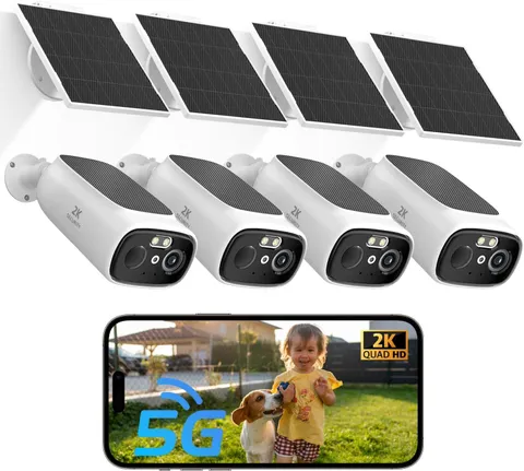 2K Solar Camera Outdoor Wireless, 2.4/5 Ghz Wifi Cameras for Home Security,130°-