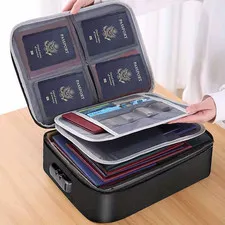 3-Layer Fireproof Document Box with Lock File Storage Box Waterproof Safe Bag US