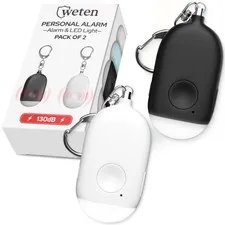Rechargeable Personal Alarm Keychain - 130dB Siren & LED Light - 2 Pack Perso...