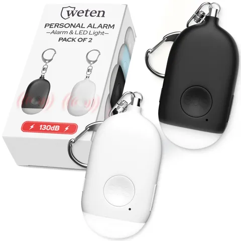Rechargeable Personal Alarm Keychain - 130dB Siren & LED Light - 2 Pack Perso...