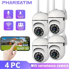 4 pcs of wireless indoor camera, 1296P full HD resolution, 360° panoramic view