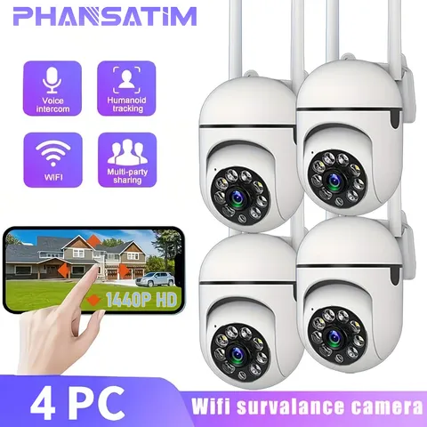 4 pcs of wireless indoor camera, 1296P full HD resolution, 360° panoramic view