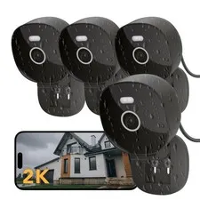 FAMVIVA 2K Wired Security Camera, Indoor/Outdoor for Home, Pet, 4 Pack, Black