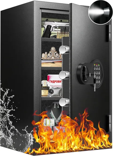 35Min Real Fireproof Safe Box, 23.4'' Tall Home Safes Water and Fireproof with K
