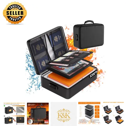 Elegant Fireproof & Waterproof Document Organizer 5200°F - Portable and Safe