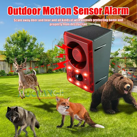 Alarma Solar Sensor Movimiento 129DB Sirena Para Ladridos Perros En Exteriores