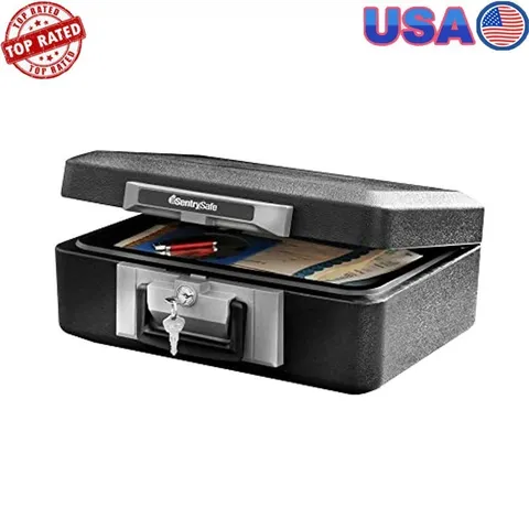 Fireproof Key Lock Safe Box 0.37 cu ft Capacity Portable Carrying Grips New