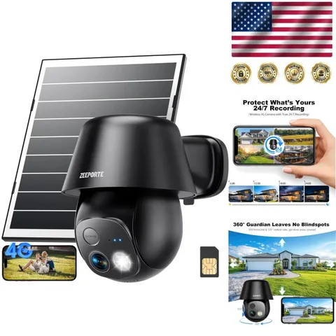Outdoor 4G LTE Security Camera - 24/7 Monitoring, Solar-Powered, 100ft Detection